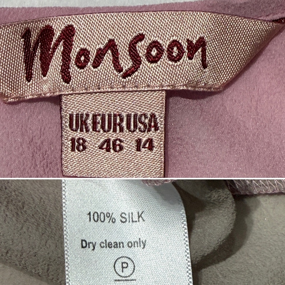 Y2K Monsoon Silk Ombre Blouse Sheer Tie Front Romantic‎ Fairy Balletcore L - Picture 6 of 6